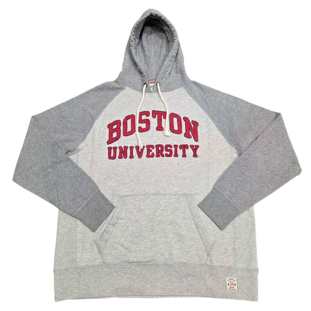 Vintage 1990s Boston University Banner 47 Hoodie Sweatshirt Size XXL Grey‎ 90's
